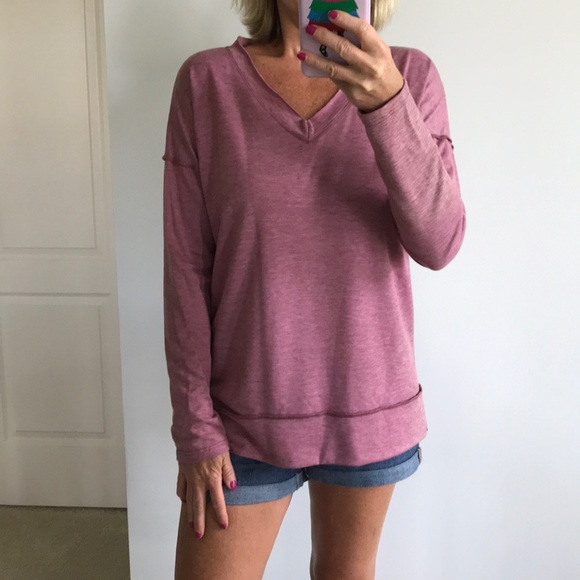 Mauve V Neck Tunic Top - Picture 2 of 8